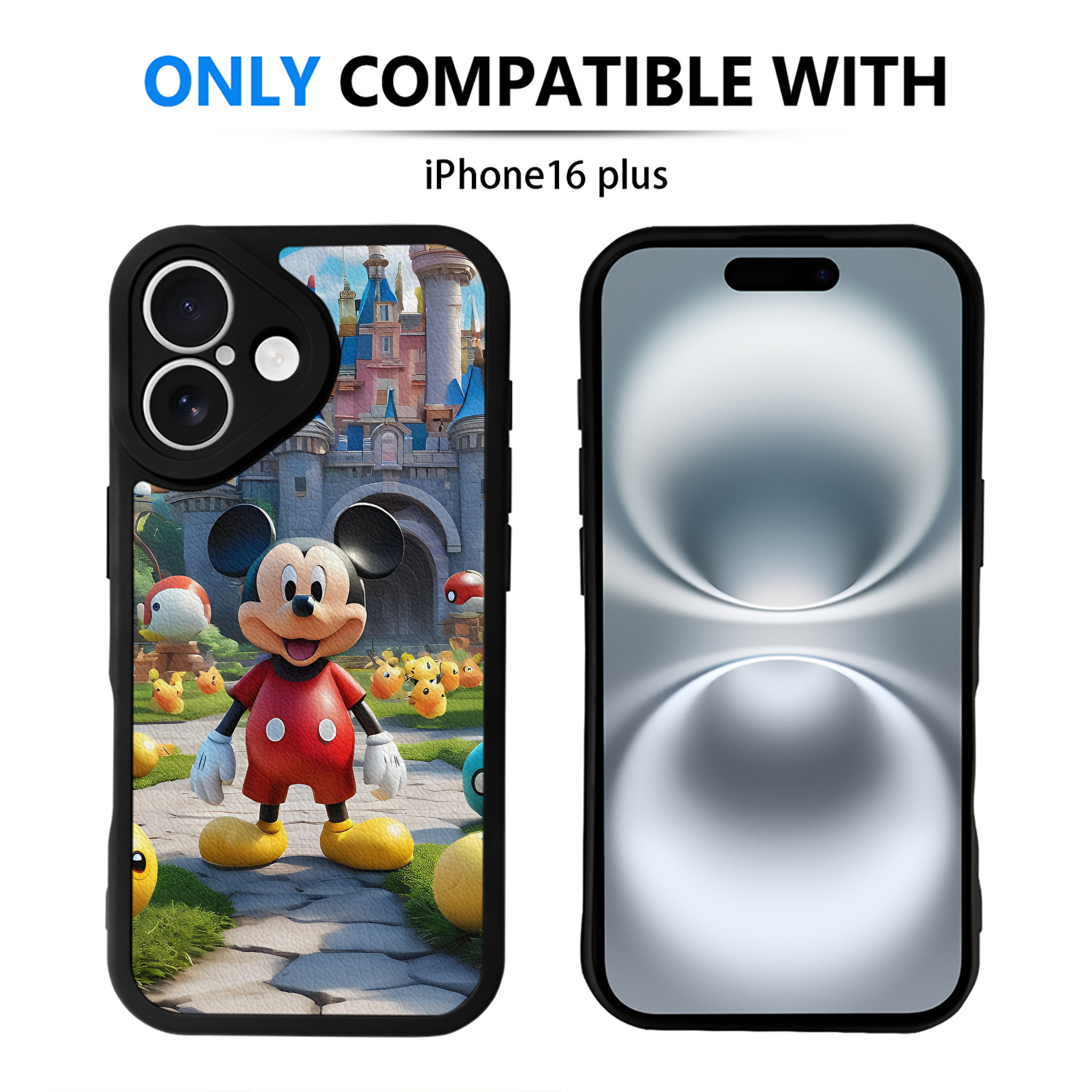（画像用） ミッキーマウス Mickey Mouse 【iPhone 16シリーズ対応】シリコンスマホケース（レザー調） 材質：シリコン